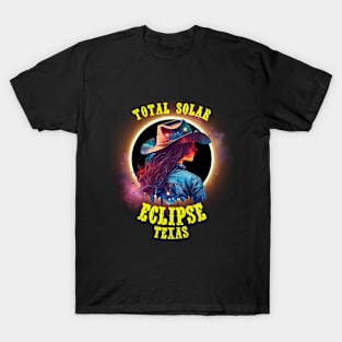 Texas Cowgirl Total Solar Eclipse 2024 T-Shirt